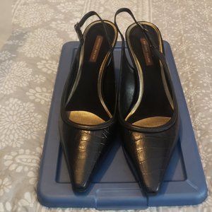 Antonio Melani Black Sling Back Kitten Heel 8 1/2